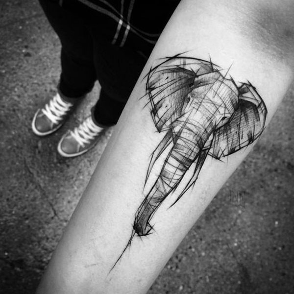 dessin tatouage elephant 1870