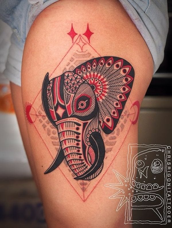 dessin tatouage elephant 505