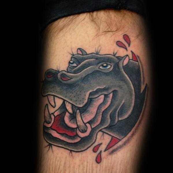 tatouage hippopotame 23