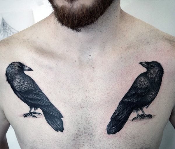 Tatouage de corbeau, corneille : Dessins et idées pour hommes et femmes