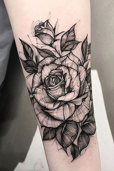tatouage rose 85