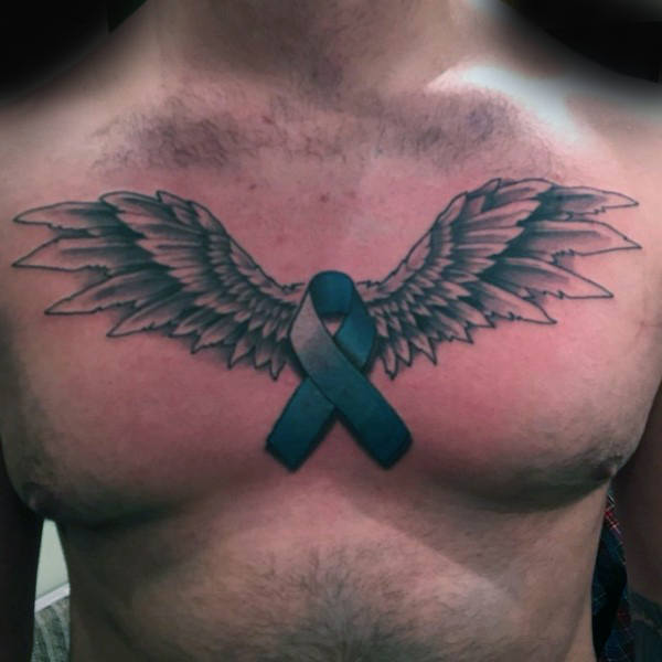 tatouage ruban noeud cancer 129