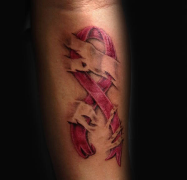 tatouage ruban noeud cancer 189