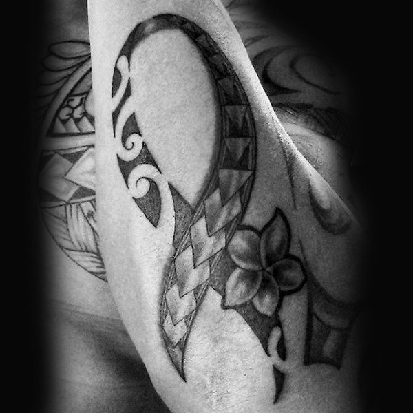 tatouage ruban noeud cancer 42