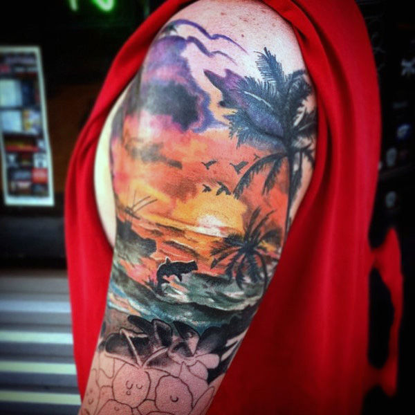 tatouage coucher de soleil 33