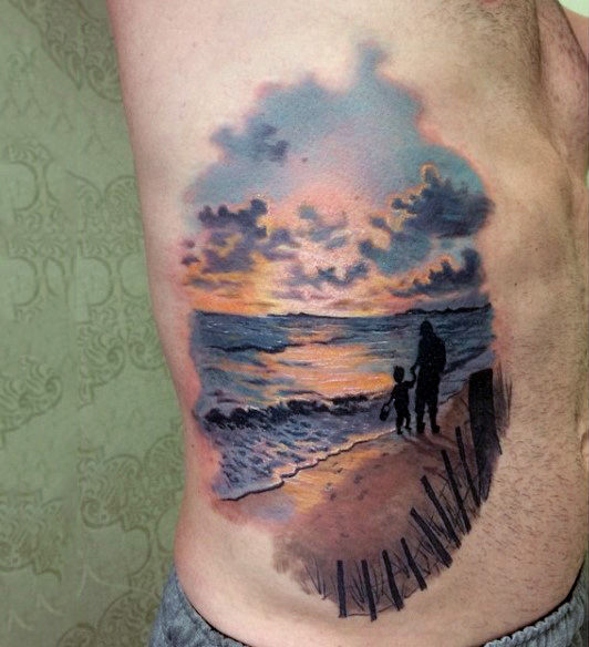 tatouage coucher de soleil 45