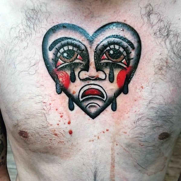 tatouage coeur qui pleure 42