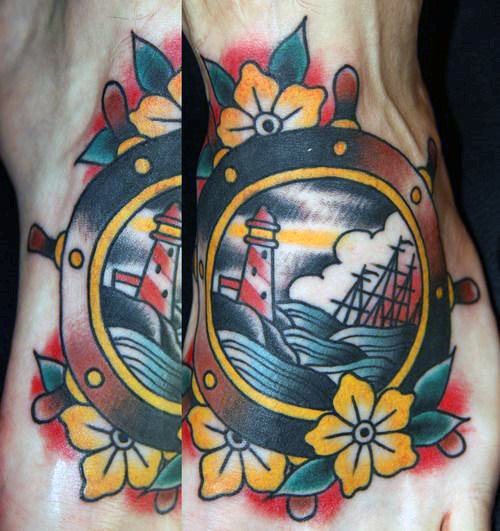 tatouage gouvernail de bateau 78