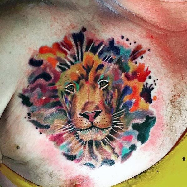 tatouage lion poitrine 109