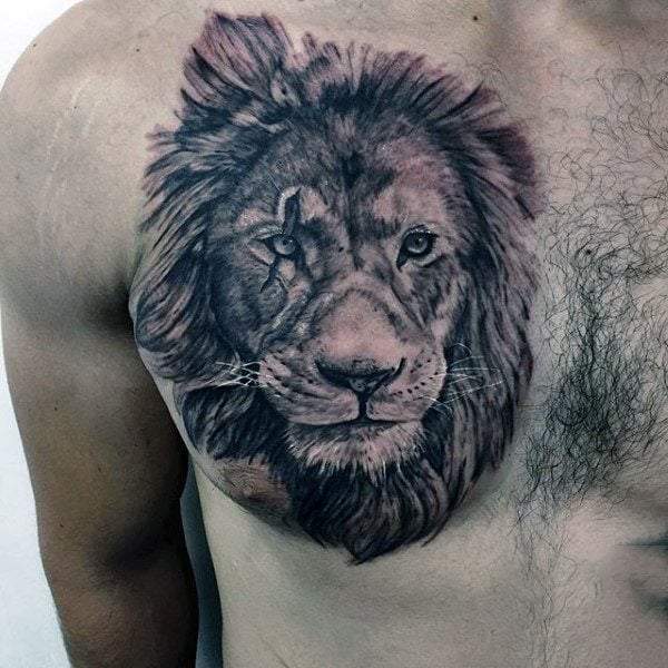 tatouage lion poitrine 121