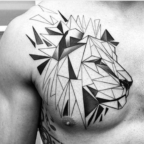 tatouage lion poitrine 21