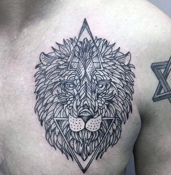 tatouage lion poitrine 29