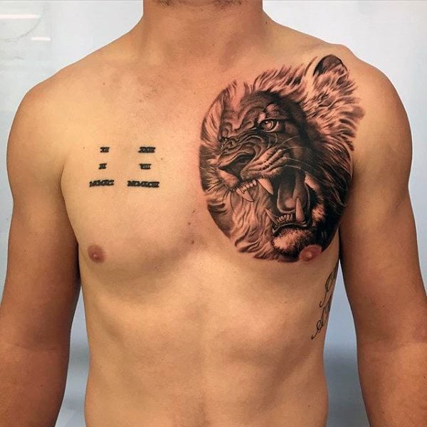 tatouage lion poitrine 41