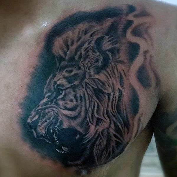 tatouage lion poitrine 43