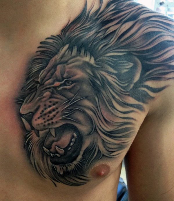 tatouage lion poitrine 89