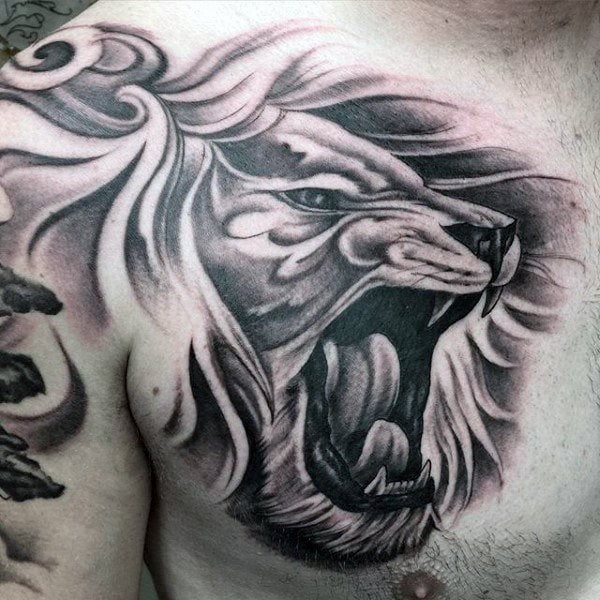 tatouage lion poitrine 97