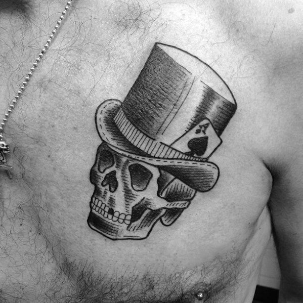 tatouage tete de mort avec chapeau 39
