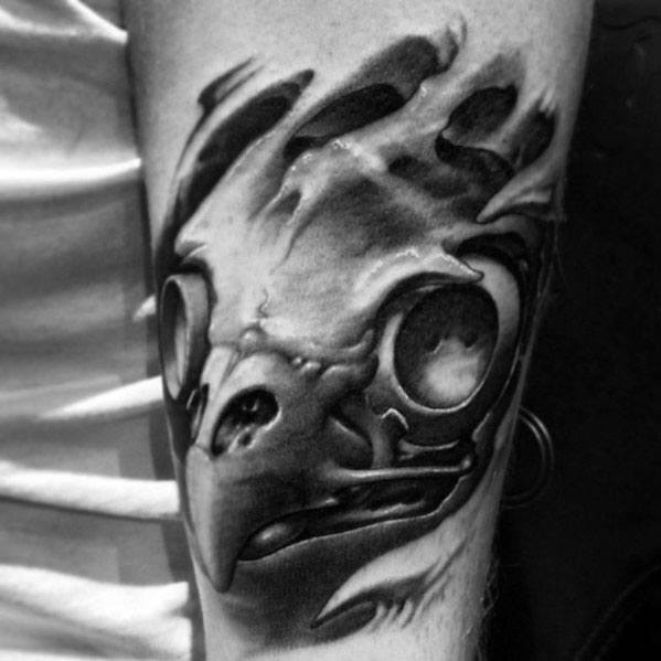 tatouage tete de mort hibou chouette 21