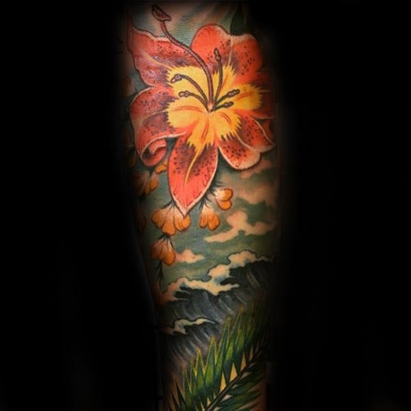 tatouage fleur hibiscus 45