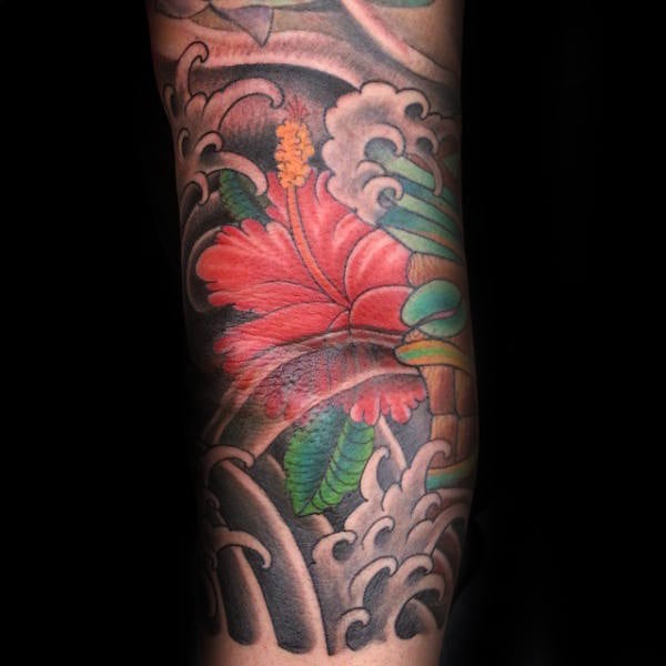 tatouage fleur hibiscus 60