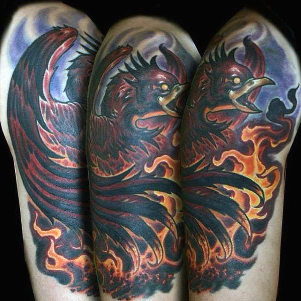 tatouage flammes feu 111