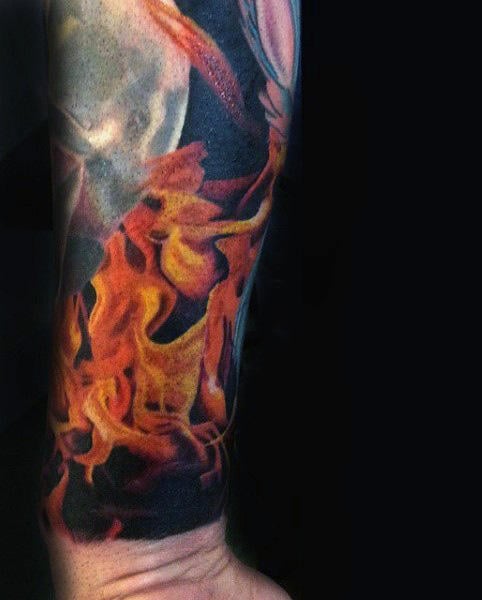 tatouage flammes feu 37