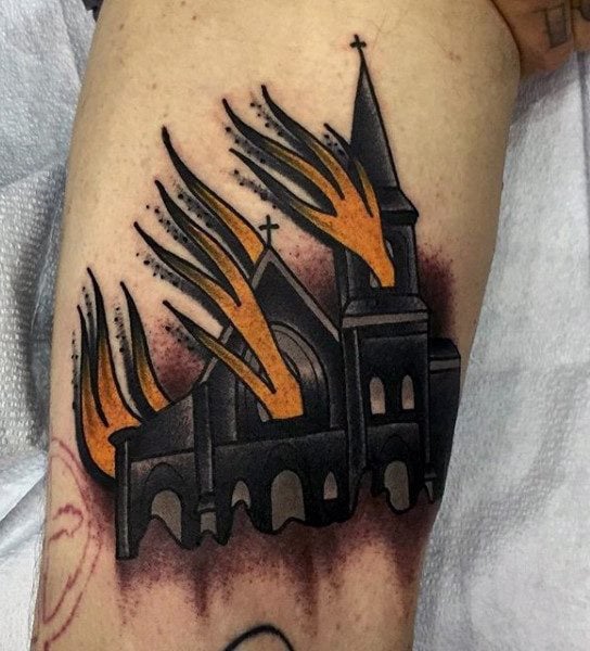 tatouage flammes feu 87