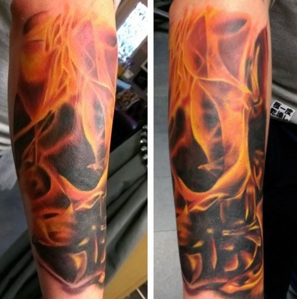 tatouage flammes feu 89