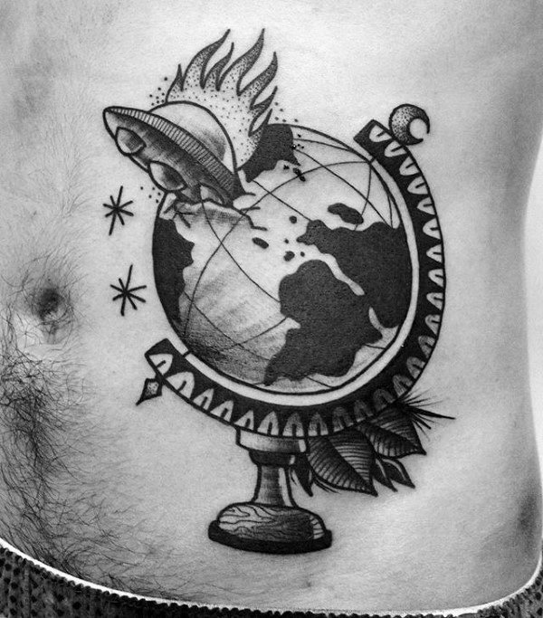 tatouage globe terrestre 123