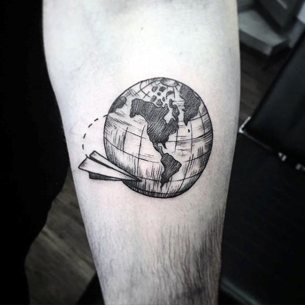 tatouage globe terrestre 131