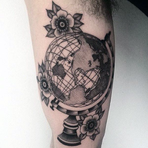 tatouage globe terrestre 17