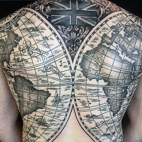 tatouage globe terrestre 29