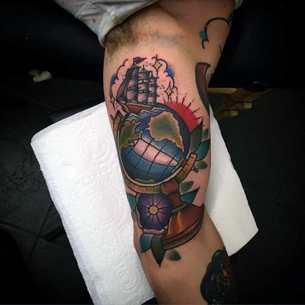 tatouage globe terrestre 31