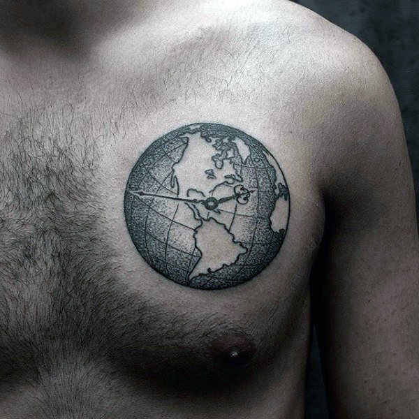 tatouage globe terrestre 37