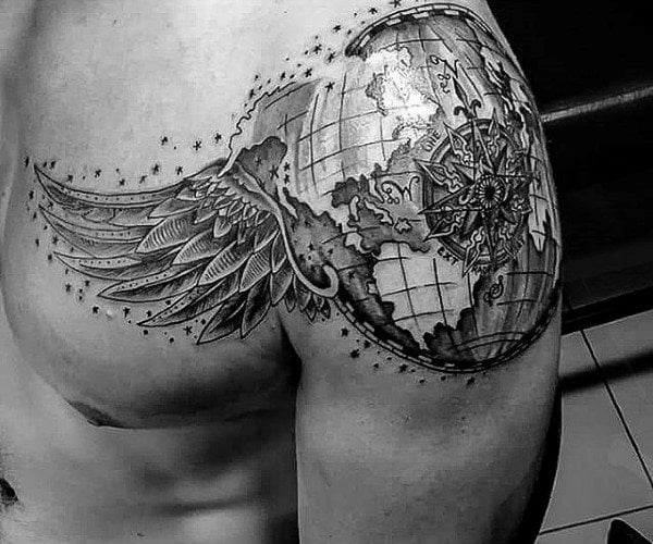 tatouage globe terrestre 43