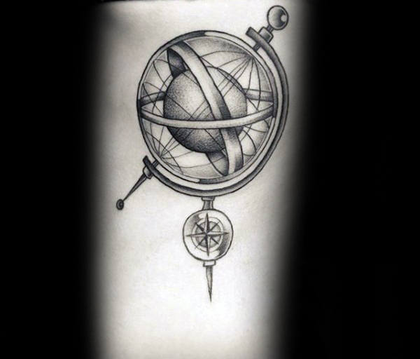 tatouage globe terrestre 73