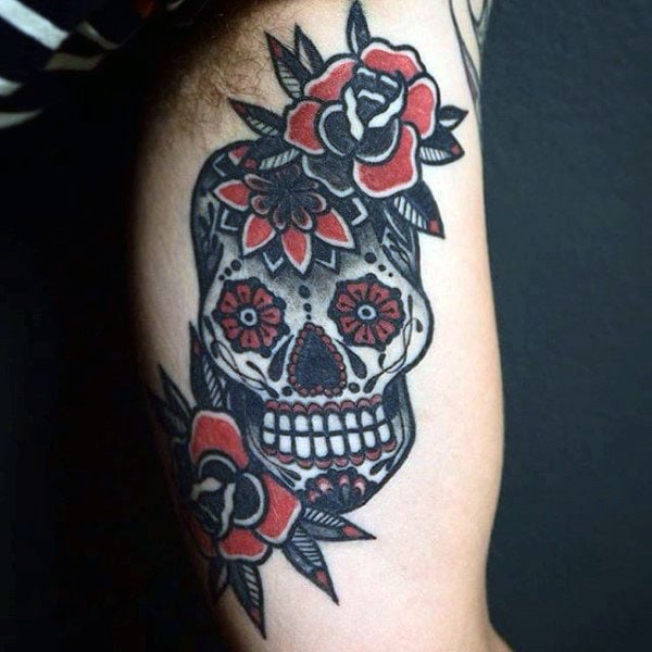 tatouage tete de mort mexicaine en sucre 01