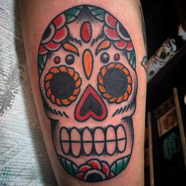 tatouage tete de mort mexicaine en sucre 03
