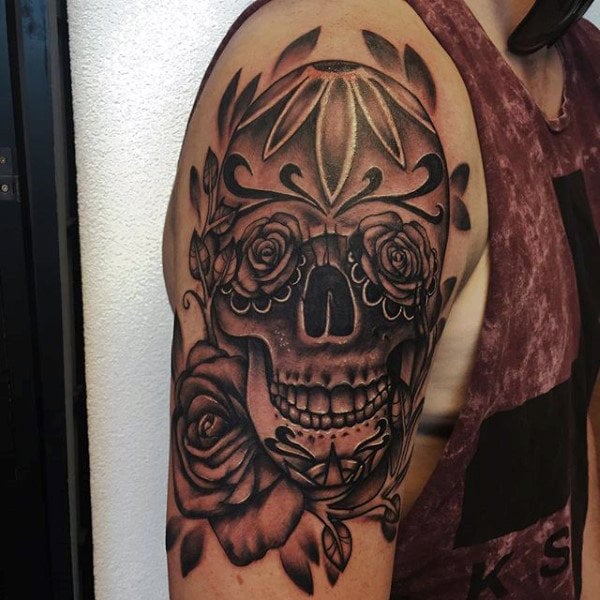 tatouage tete de mort mexicaine en sucre 123