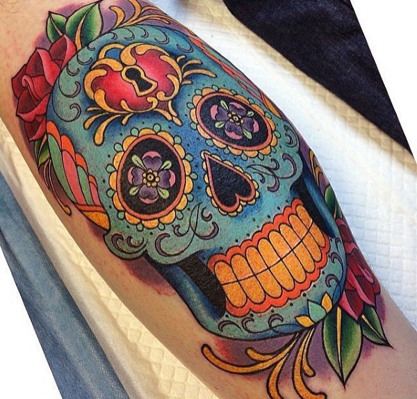 tatouage tete de mort mexicaine en sucre 133