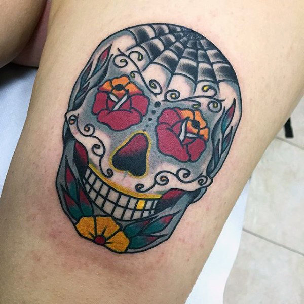 tatouage tete de mort mexicaine en sucre 151