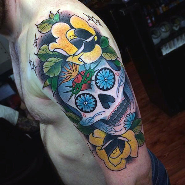 tatouage tete de mort mexicaine en sucre 169