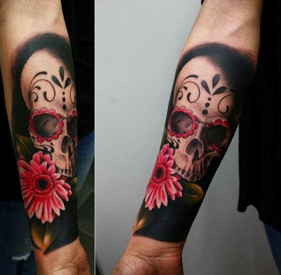 tatouage tete de mort mexicaine en sucre 173