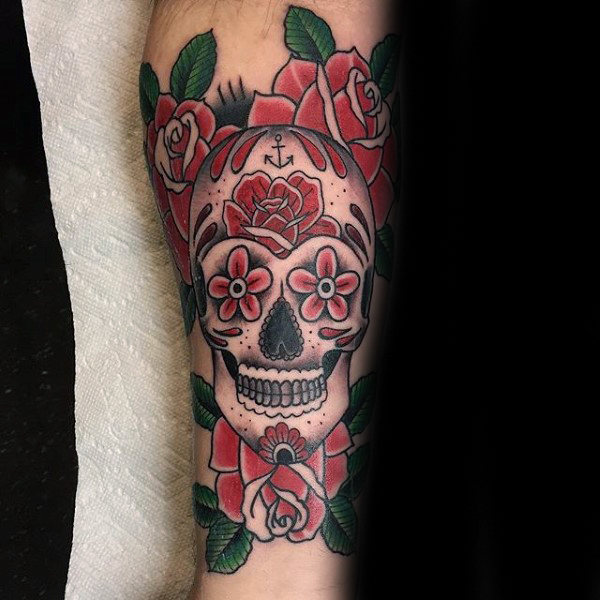 tatouage tete de mort mexicaine en sucre 185