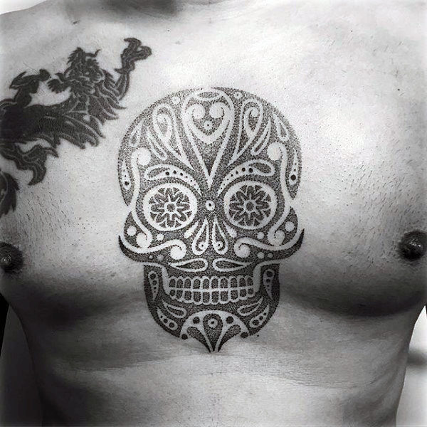 tatouage tete de mort mexicaine en sucre 25