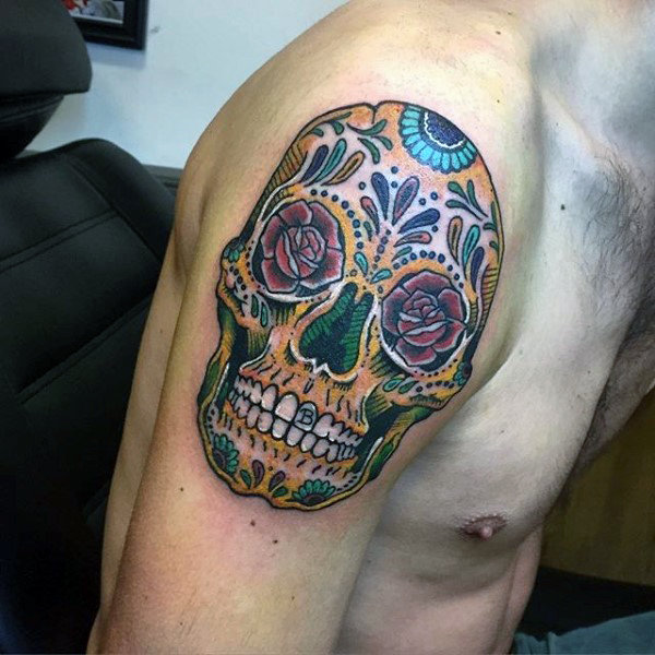 tatouage tete de mort mexicaine en sucre 27