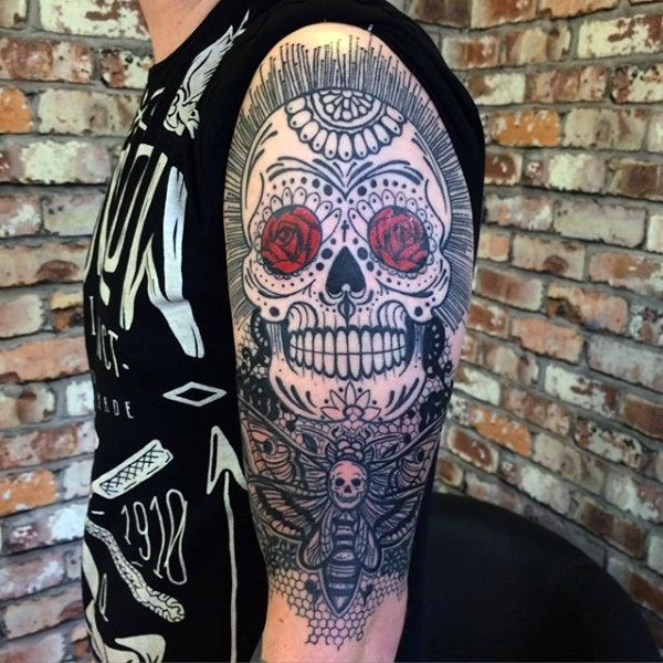 tatouage tete de mort mexicaine en sucre 29