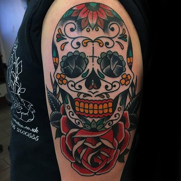 tatouage tete de mort mexicaine en sucre 47