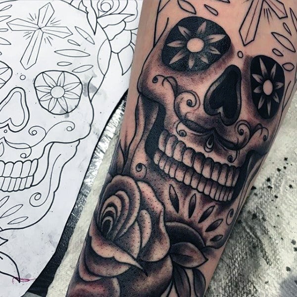 tatouage tete de mort mexicaine en sucre 59