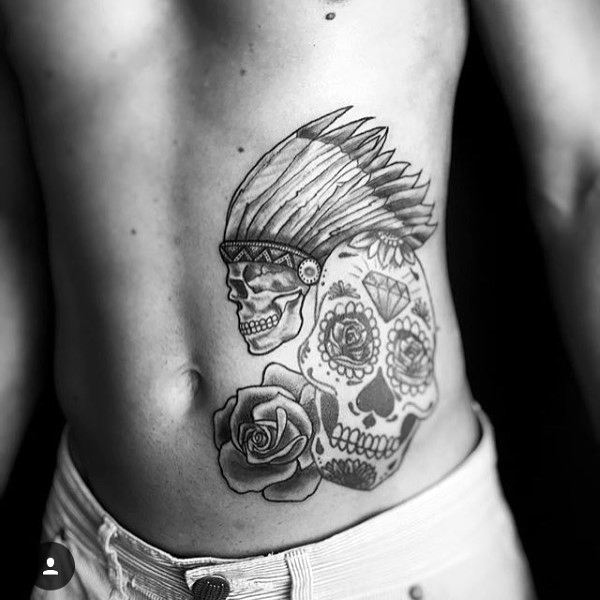 tatouage tete de mort mexicaine en sucre 93
